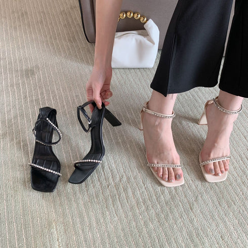 SEXY MM Stone Embellished Strap Heel